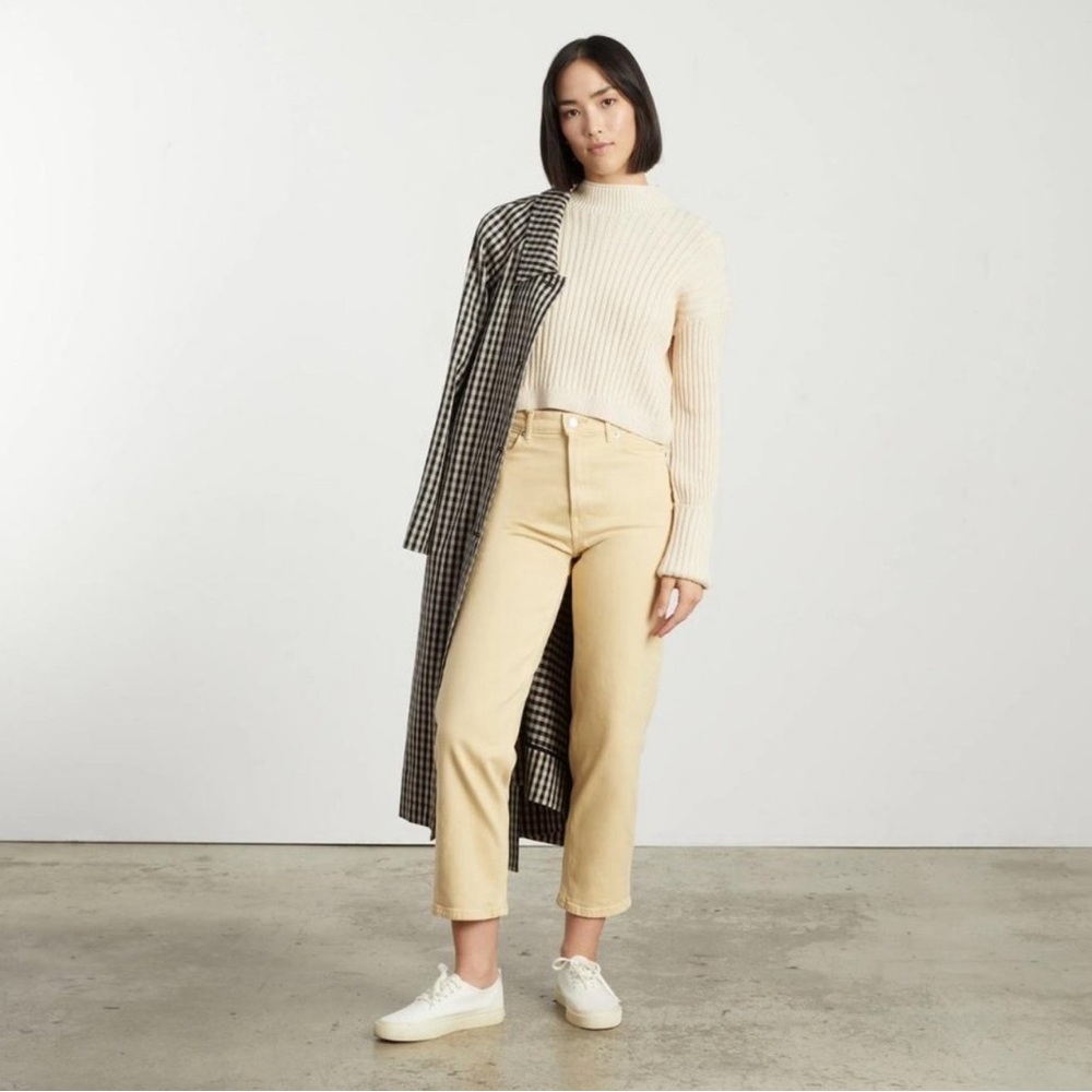 EVERLANE The Way-High Jean in Soybean Size 33 NEW Straight Leg Butter Yellow